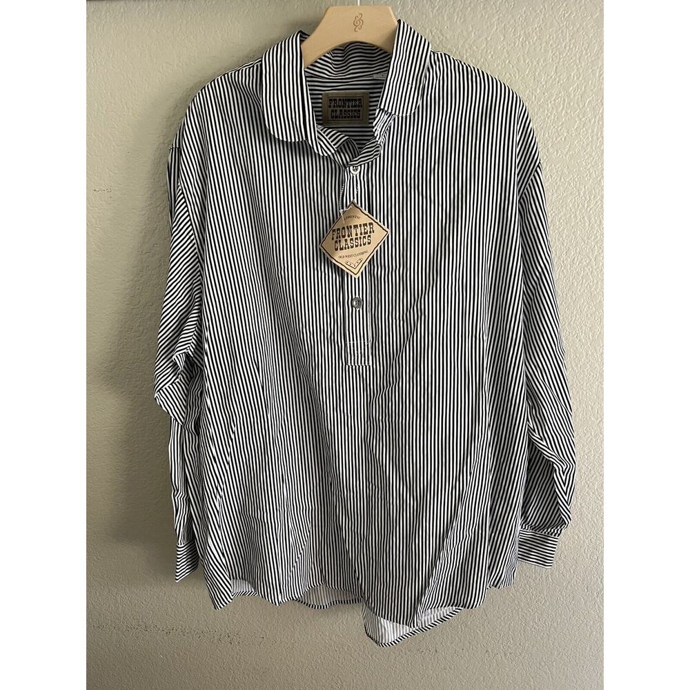 Black White Stripe Shiloh shirt Mens western cowboy costume Frontier Classics L